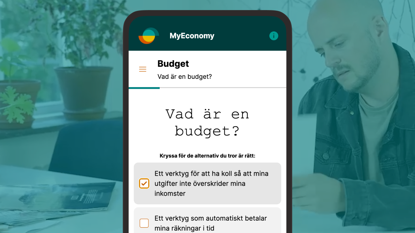 Image of a mobile app that helps you learn about personal finance Image of a mobile app that helps you learn about personal finance